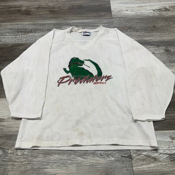 New England Predators #6 Kobe T-Rex Graphic White Mens L Mesh Ice Hockey Jersey - Picture 2 of 7